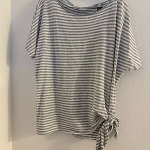 Michael Kors Gray Striped Short Sleeve Top 100% cotton size xl